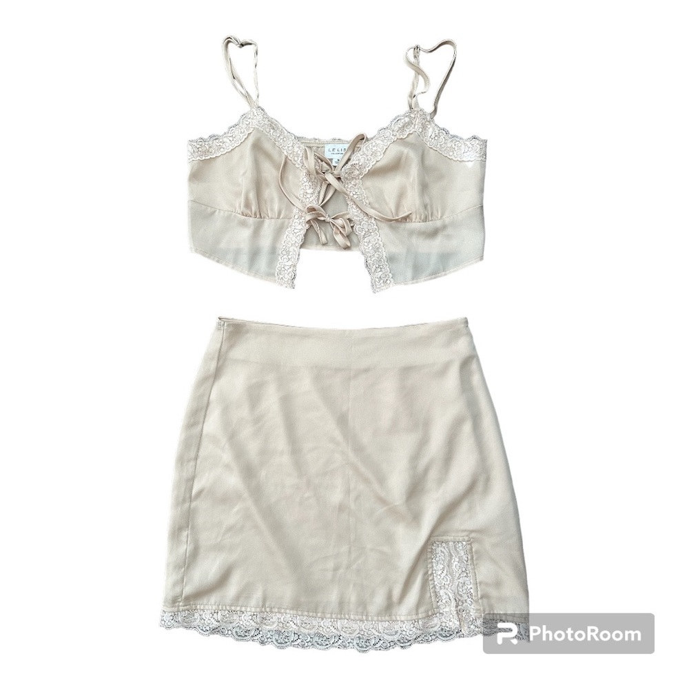 LE LIS Collection 2 Piece Crop Top and Skirt
